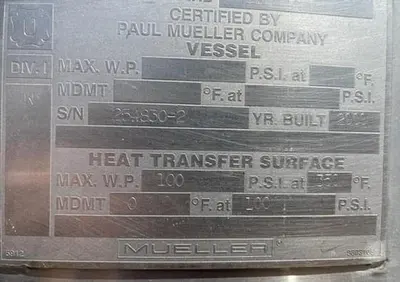 Used 2000 PAUL MUELLER COMPANY _UNKNOWN_ Autoclaves, Reactors & Kettles California US | Machinery & Equipment #1371308