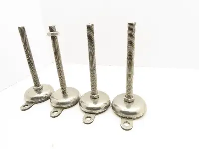 Rubber Bottom Machine Leveling Feet 3/4" Thread 7-1/2" Adjustable Set of 4