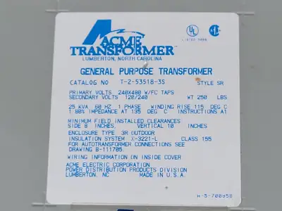 NEW ACME TRANSFORMER T-2-53518-3S