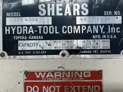 Used HTC 37510A Power Squaring Shears (Inch) Ohio US | HGR 24 #1407626