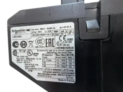 NEW SCHNEIDER ELECTRIC LRD3363 THERMAL OVERLOAD RELAY