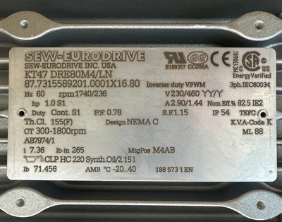 USED SEW-EURODRIVE KT47 DRE80M4/LN