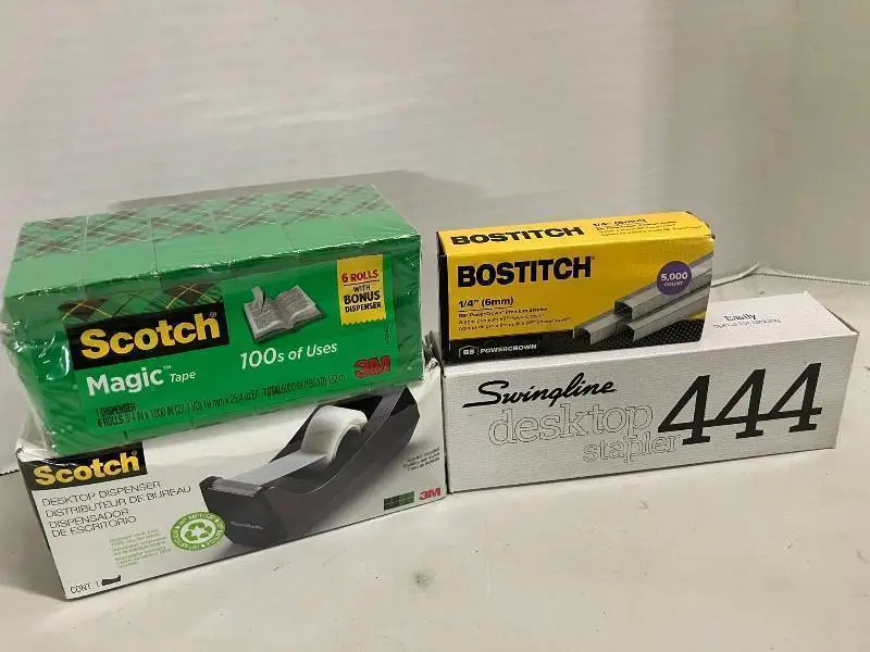 Scotch Tape and Dispenser, Swingline Stapler and Staples