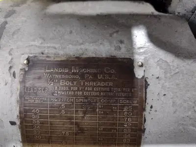 3/4" LANDIS MODEL #DLSX BOLT & PIPE THREADER WITH LANDIS MODEL 6S HEAD: STOCK #20036