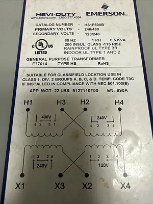 Used EMERSON HS1F500B Miscellaneous Equipment (Electrical & Power) | Surplus Asset Holdings #1196070