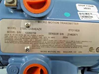 New | in-Stock Micromotion 2700 C12 AB AEAZX Sensors New Hampshire US | Bitter End Trading #1452895