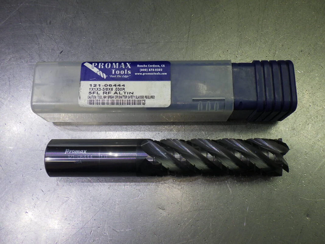 ProMax 1" 5 Flute Carbide Roughing CR Endmill 1" Shank .03" R 121-06444 (LOC2232)
