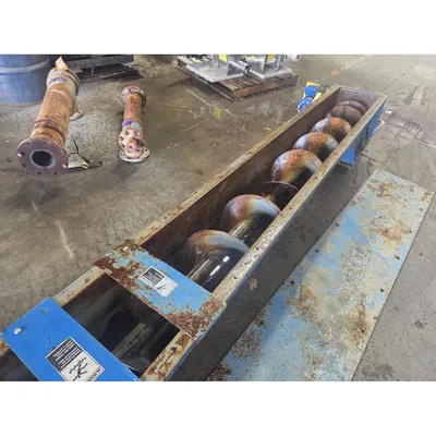 Used 12" Dia. X 17' Long Industrial Carbon Steel Screw Auger Conveyor