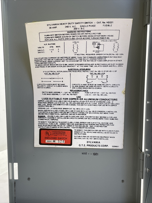 New | in-Stock SYLVANIA HD221 Switchgears California US | Davliegogo LLC #1705625