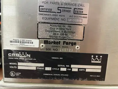 Used Crown Used Crown Market Forge EC-10 Electric 10 Gallon Tilting Jacketed Steam Kettle 240V 3 Ph Cooking Kettles Illinois US | Falcon Restaurant Supply #1375750