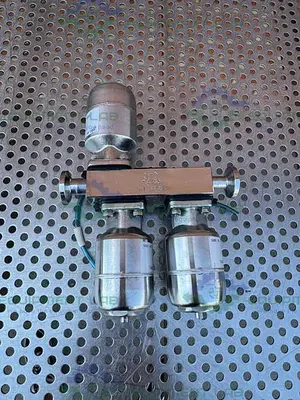 USED LOT OF 3 - GEMU 9650 8Z 20T1 4-WAY DIAPHRAGM VALVE W/ 1/2" SANITARY FITTING