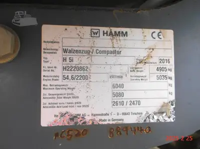 Used 2016 HAMM H5I Single Drum Rollers New York US | Beck Equipment #1509331