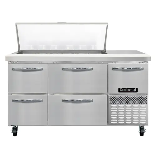 Continental RA60N18M-D 60" Sandwich/salad Prep Table W/ Refrigerated Base, 115v