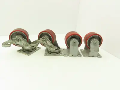 Fairbanks 4" Caster Wheel Poly/Cast (2) Swivel Locking (2) Rigid Lot of 4