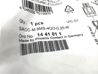 1441011,SACC-M 8MS-4QO-0,25-M,SACC-M8MS-4QO-0,25-M | Phoenix Contact SACC-M 8MS-4QO-0,25-M Connector M8 4-Pin Male 1441011 - New