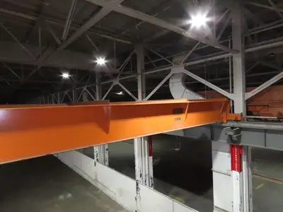 Cleveland Tramrail P&H 10 Ton Double Girder Top Running Bridge Crane 76' Span