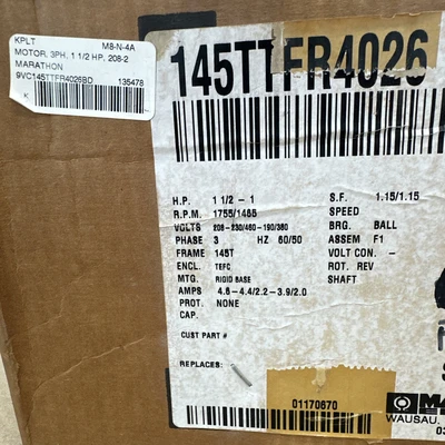 NEW Marathon Electric 9VC145TTFR4026