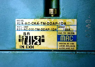USED MAC VALVES 82A-AC-CKA-TM-DDAP-1DA