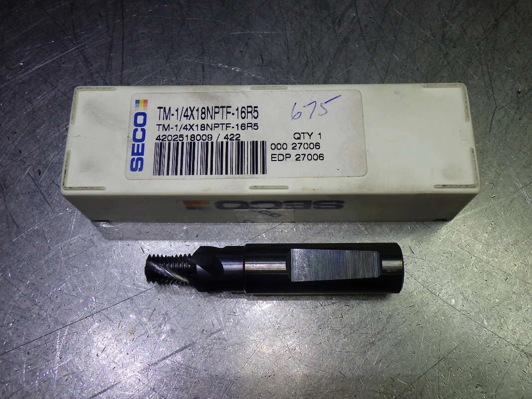 SECO 1/4x18 4 Flute Coolant Thru Carbide Thread Mill TM-1/4x18NPTF-16R5 (LOC1285B)