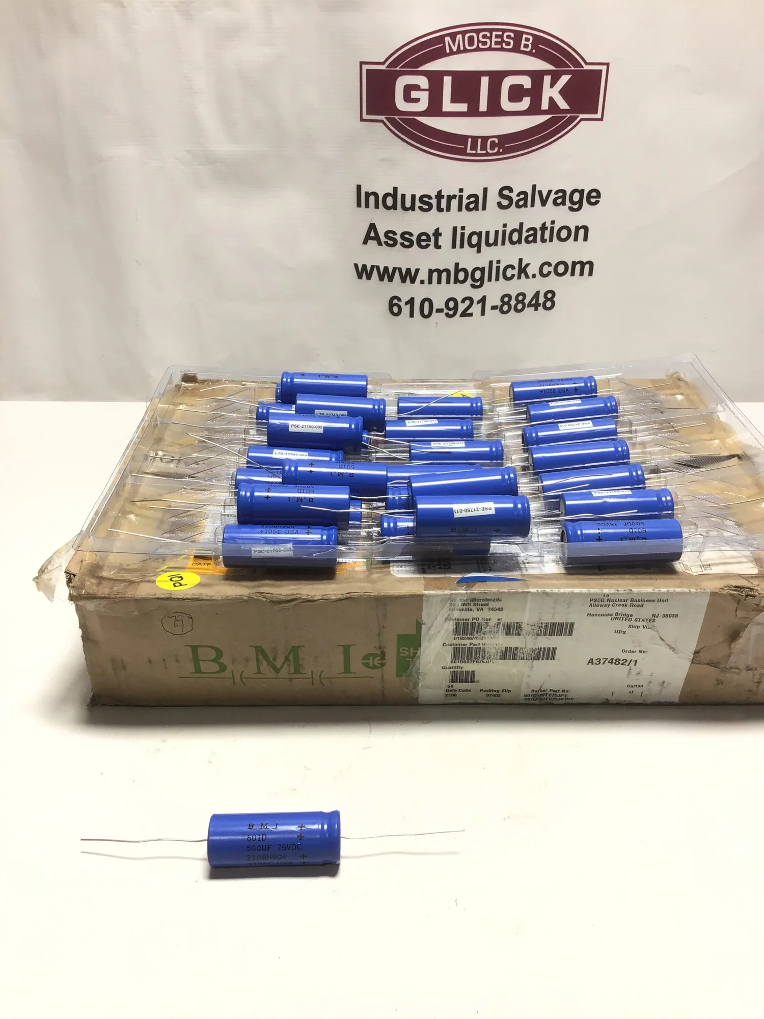 BMI 601D 500uF 75VDC Axial Electrolytic Capacitor +105°C (1 Lot all)