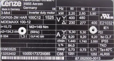 NEW LENZE GKR05-2M-HAR-100C12 BEVEL GEARMOTOR GKR052MHAR100C12