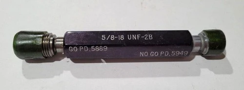 5/8-18 UNF-2B GO & NO Thread Plug Gages GO P.D. .5889 & NoGo P.D. .5949