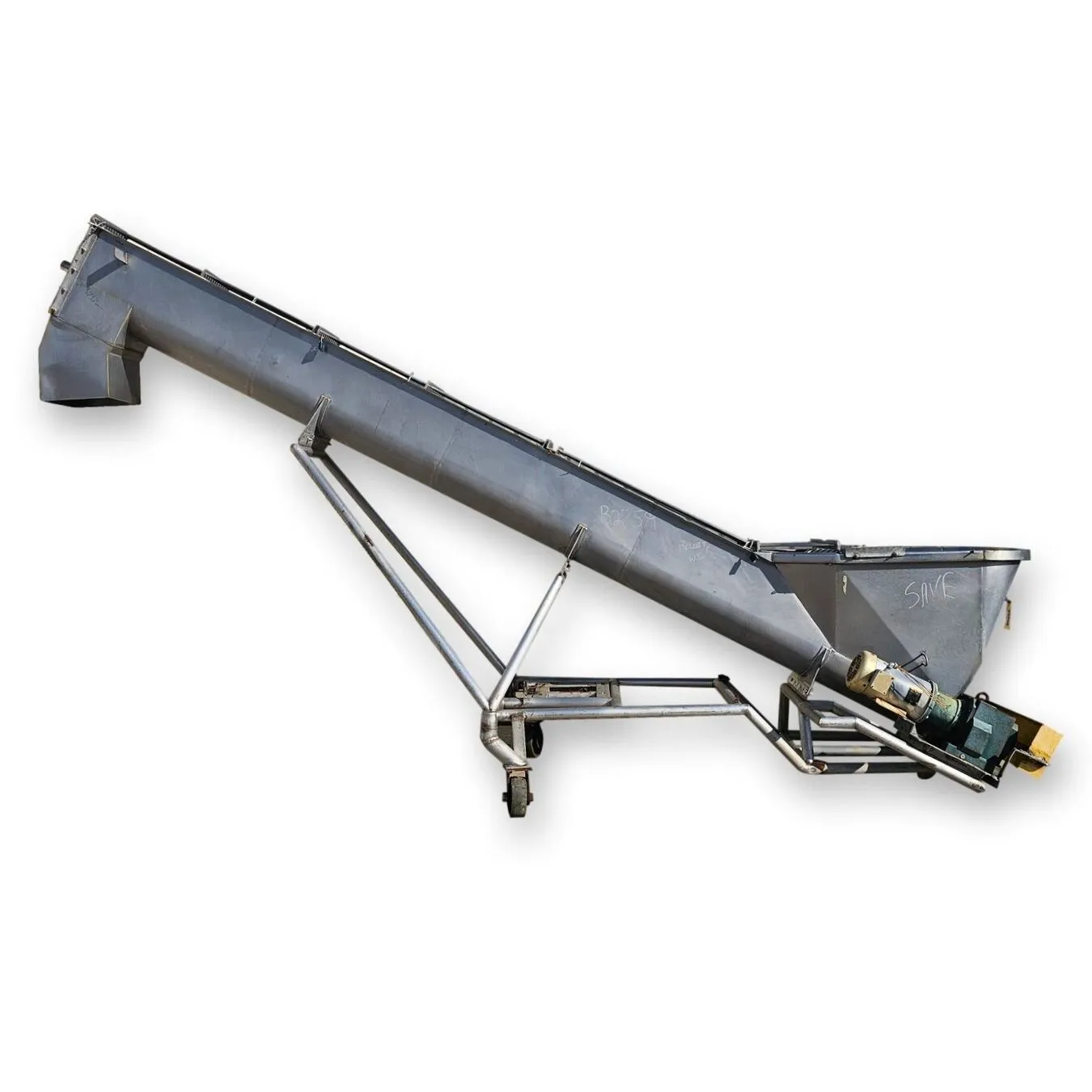 Used 16" Dia. X 18'-5"L Stainless Steel Incline Screw Conveyor