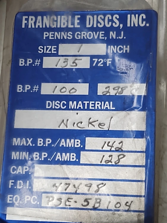 New | in-Stock FRANGIBLE DISC INC. Disc Rupture Disc Or Containment Disc Kentucky US | Edwards Industrial Repair #1014867
