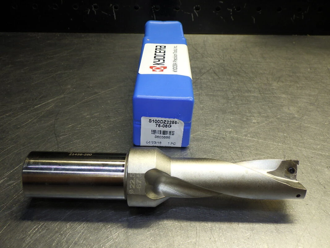 Kyocera 22.5mm Coolant Thru Indexable Drill 1" Shank S100DRZ2256-75-08G (LOC3309)