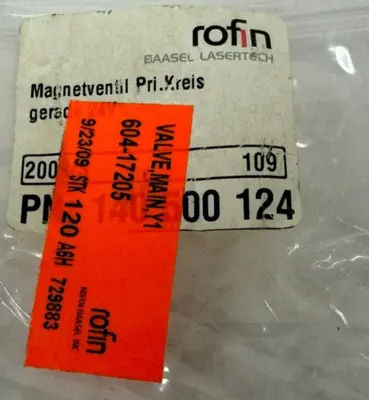 NEW ROFIN 604-17205 MAIN VALVE 24VAC/DC 140-500-124