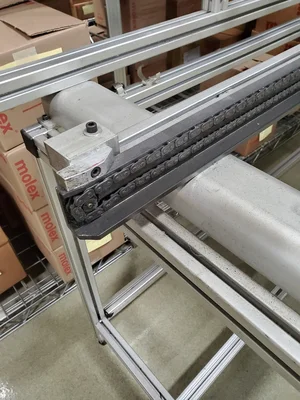 USED DYNAPACE 120" CHAIN RAIL CONVEYOR WITH COOLING FANS