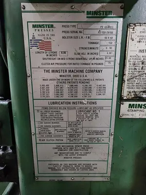 USED 1995 MINSTER P2-150