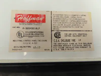 Hoffman A36SA3210LP Electrical Enclosure 36x32x10" Back Plate 30A Disconnect