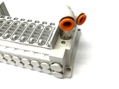 USED SMC 9-STATION PNEUMATIC MANIFOLD ASSEMBLY UNIT