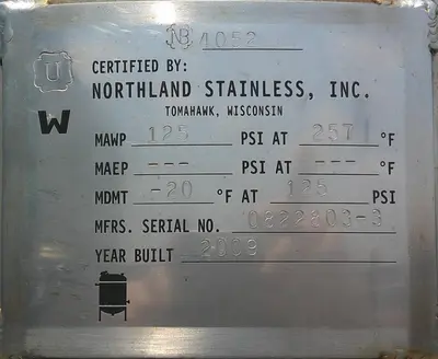 SPC9080  Tank 200 gallon vertical tank, Stainless Steel, dish
