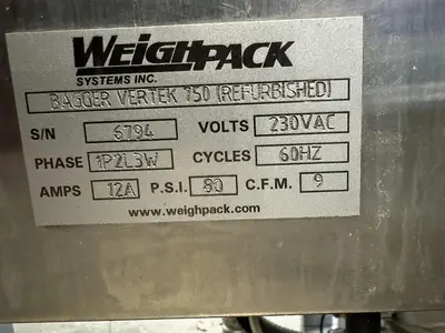 USED WEIGHPACK VERTEK BAGGER 750 & V-5 2 LANE WEIGH FILLER