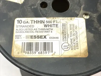 Used Essex White Stranded Wire 10 GA. THHN 3lbs 15.8oz Cable & Wire Michigan US | Maverick Industrial Sales #1518223