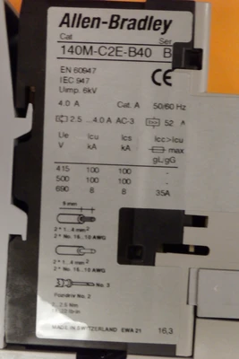 USED Allen-Bradley 140M-C2E-B40 SER B WITH 100-C09Z*10