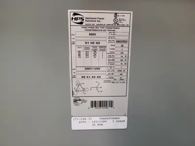 Used HAMMON POWER SOLUTIONS INC. NMK030PBCN Transformers British Columbia CA | Lenmark #266251