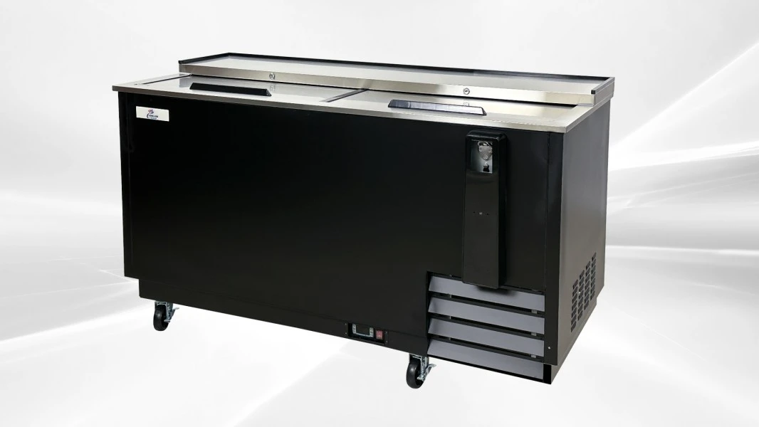 171-0242 Black 65" Horizontal Self Contained Beer Bottle Cooler
