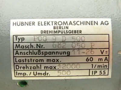 Hubner POG 9 D 500 Digital Tacho Incremental Encoder 12/24VDC 12k RPM