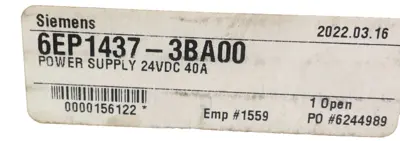 NEW SIEMENS 6EP1437-3BA00 POWER SUPPLY 24VDC 40A 6EP14373BA00
