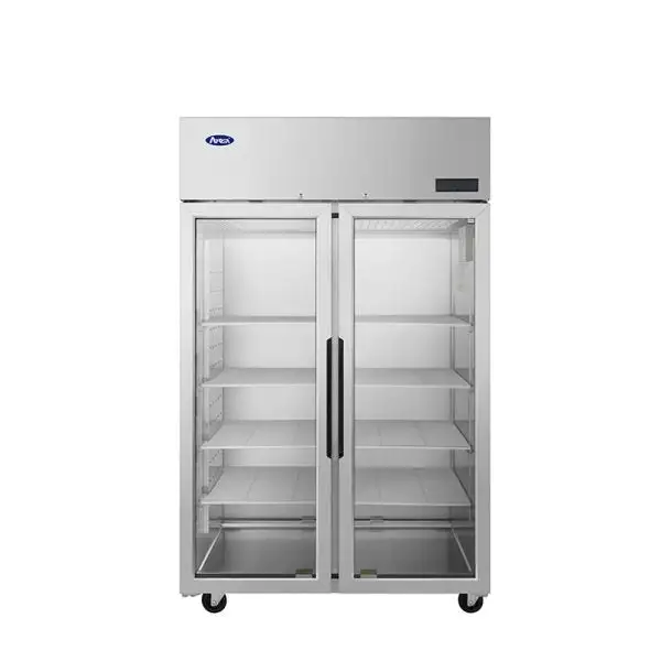 New | in-Stock Atosa New Atosa PLUS-R2-GS-S-PT Two Section Pass-Thru Refrigerator - Glass Front Doors & Solid Rear Doors Display Refrigerators Illinois US | Falcon Restaurant Supply #1373635