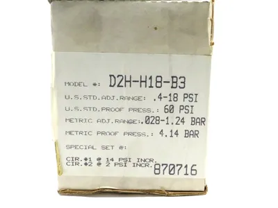 NEW BARKSDALE D2H-H18-B3 PRESSURE SWITCH D2HH18B3 D2HH18 870716