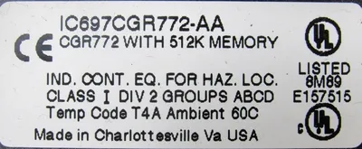 USED GE FANUC IC697CGR772-AA PROCESSOR UNIT IC697CGR772AA