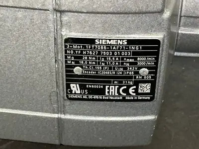 Used SIEMENS 1FT70861AF711NG1 Servo Motors Ohio US | HGR 24 #1355895