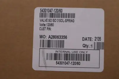 NEW ASCO SOLENOID SPRING VALVE 54301047-120/60 5/2 5 WAY 2 POSITION STK G200