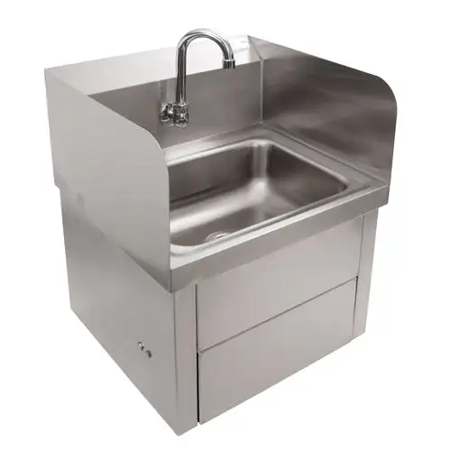 John Boos PBHS-W-1410-KV1APS-X Wall Mount Touchless Hand Sink w/ Goosneck Faucet - 14"L x 10"W x 5"D Bowl, Knee Valve