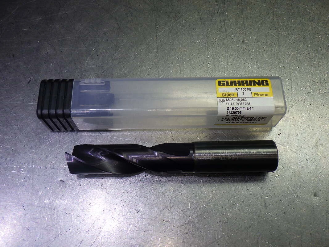 Guhring 3/4" Coolant Thru 3xD Flat Bottom Drill 9065960190500 (LOC1238D)