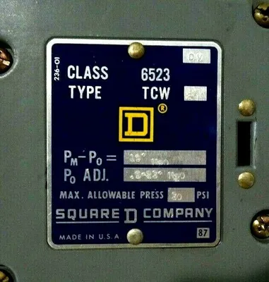 NEW SQUARE D 6523-TCW PRESSURE SWITCH 6523TCW